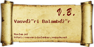 Vasvári Balambér névjegykártya